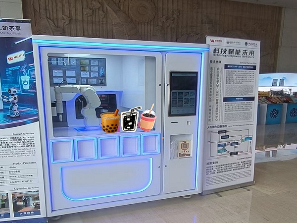 Anno AI Robot Bubble Tea Kiosk and Anno AI Robot Latte Art Coffee Printing Bar Open at Liyuan Villa